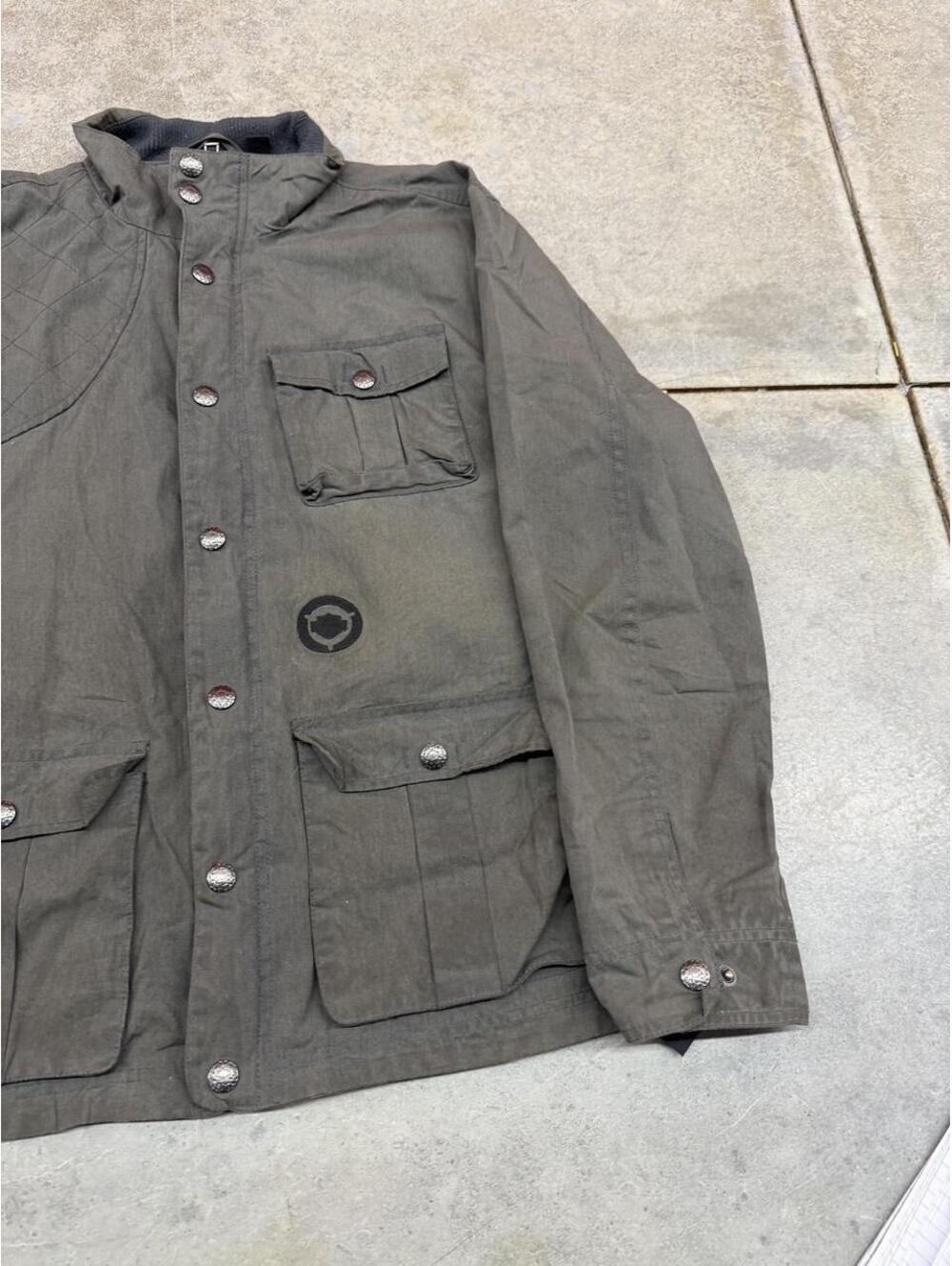 vintage harley davidson brown and olive green bomber jacket size large WOMENS - Picture 2 of 4